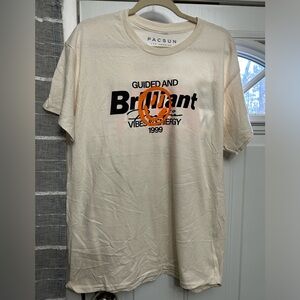 PacSun Beige Graphic Tee with Black and Orange Print